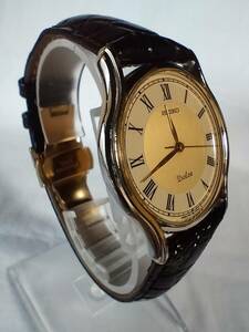  beautiful goods operation battery new goods SEIKO Seiko Dolce type 7741-6030 men's QZ enduring . specification new goods D buckle leather belt color Gold combination case * face 