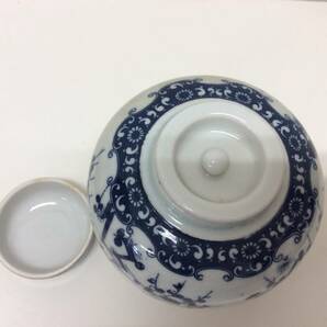 ■5021 中国美術 呉須白梅飾壺 茶入 茶壺 銘有 詳細不明 茶器 骨董品 長期保管 の画像5