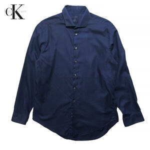 [980 jpy start ]USA old clothes long sleeve shirt Calvin Klein navy navy blue men's L Calvin Klein CK simple one Point old clothes . super-discount BG0179