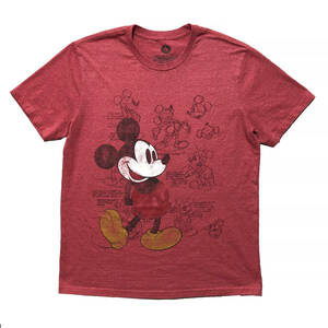 【980円スタート】USA 古着 半袖 Tシャツ Disney store レッド メンズL ミッキーマウス ディズニー キャラクター ディズニーランド BA1457