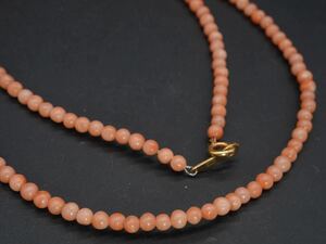 [627]K18.. necklace length approximately 42cm coral coral 18 gold TIA