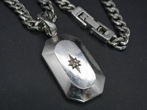 【570】SILVER シルバー 925 0.05ct ダイヤモンド ゲルマニウム ネックレス 喜平 長さ約58cm TIA