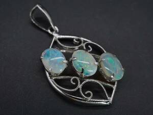 [1301] opal SILVER silver necklace top pendant top TIA
