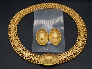 [1334]AVON Avon Gold color necklace length approximately 42cm earrings set accessory TIA