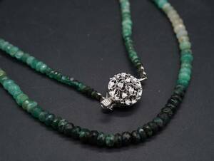 [63] Серебряное серебряное изумрудное ожерелье Длина около 42 см TIA