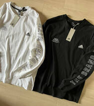 adidas■アディダス〔M〕ルーズフィット ヘビーシングルジャージー ロンT 2枚セット 黒 白 長袖Tシャツ 厚手 24'春モデル 正規品 _画像7