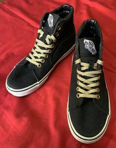 値下げ！送料無料！美品 VANS SK-8 黒 スケハイ 24cm US6 バンズ レディース スニーカー 金紐 かかとの減り極わずか！綺麗