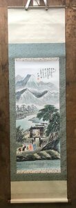 BP-673 ■送料込■ 簡大坤 学而大山水 共箱 山水図 絵画 中国 台湾画家 美術品 掛軸 182cm× 58.5cm /くMAら