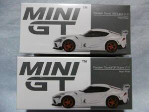 未開封新品 MINI GT 424 Pandem Toyota GR Supra V1.0 Pearl White 左右ハンドル 2台組