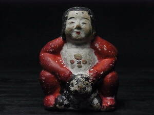 d694 時代 土人形 花巻人形 熊にまたがる金太郎 / 豆っ子人形 堤人形 附馬牛人形 古土人形 東北地方 郷土玩具 雛人形