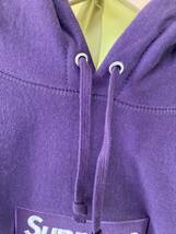 試着のみ XL Supreme Box Logo Hooded Sweatshirt Dark Purple 23 FW XLarge ボックス ロゴ パープル 紫 2023 パーカー ステッカー2枚_画像4