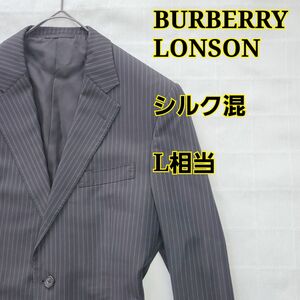 BURBERRY LONDON テーラードジャケット シルク混 シャドーロゴ L