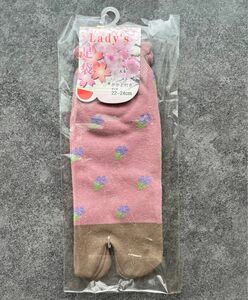 足袋ソックス☆桜色の足袋靴下 指付き かかと付