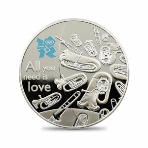 [*1 jpy start ]2010 Elizabeth 2. London Olympic Spirit series music 5 pound proof color silver coin not yet judgment box attaching 