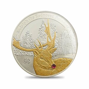 [*1 jpy start ] drill bus 2012ru dollar f red nose. reindeer 5 dollar proof color silver coin not yet judgment box attaching 