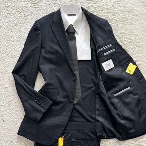 【新品】タケオキクチ TAKEO KIKUCHI スーツ セットアップ テーラードジャケット ストライプ ブラック L位の画像1