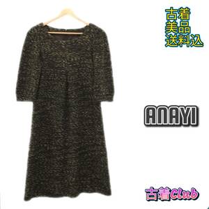 214ANAYI Anayi One-piece простой модный короткий рукав casual женский Brown 38 сделано в Японии 