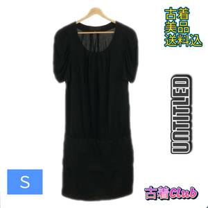 299UNTITLED Untitled One-piece knee length one piece short sleeves U neck ba Rune sleeve lady's black 4 made in Japan 