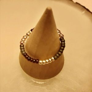 1円～　♪　ハンドメイド　約13号　切り替え丸小ビーズのリング