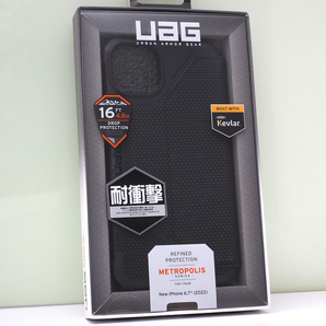 iPhone 14 Plus (6.7)用 URBAN ARMOR GEAR (UAG) 米軍MIL規格 耐衝撃ケース 手帳型ケース METROPOLIS Kevlar ケブラーブラック 未使用