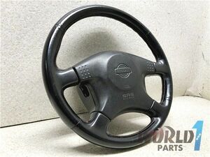 ECR33 スカイライン タイプM 純正 ステアリング ハンドル 内装品 レッドステッチ エアバッグ無し 後期 R33 SKYLINE GTS25T NISSAN 日産