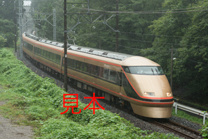 鉄道写真データ（JPEG）、00906785、100系（103F、日光詣スペーシア号）（雨天）、東武鉄道鬼怒川線、新高徳〜小佐越、2017.08.15