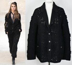 CHANEL シャネル カシミヤ ニット カーディガン ジャケット 38 BLACK 2022 cashmere knitwear jacket b7941