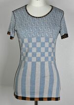 VINTAGE FENDI フェンディ ズッカ柄 ストレッチ トップス 44 茶系 半袖カットソー Tシャツ b7997_画像6