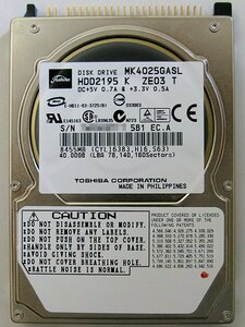 中古品★ノート用 2.5インチ ハードディスク IDE 40GB TOSHIBA MK4025GASL HDD★送料無料