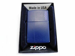 8番 zippo ジッポー オイルライター ■ ブルーネイビー系カラー ロゴ 喫煙具 □5L6DS