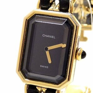 シャネル 時計 ■ プルミエール Sサイズ ステンレス ゴールドカラー ブラック 文字盤 レディース クォーツ 腕時計 CHANEL □5C6DSの画像1