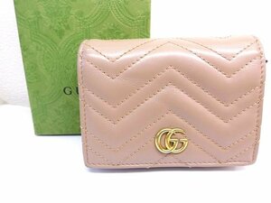 グッチ GUCCI ■ 466492 レザー GGマーモント コンパクトウォレット 財布 レディース □6D マム100