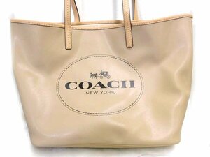 3F かなり美品 コーチ F31315 ■ トートバッグ PVC×レザー ロゴ ベージュ系 レディース COACH メトロ ホースアンドキャリッジ□6D キ100