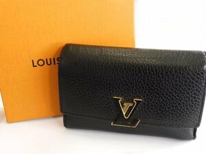 ヴィトン 財布 ■ M62157 ICチップ カプシーヌ コンパクト トリヨン 三つ折り ウォレット ブラック 黒 Louis Vuitton □6D マエ100