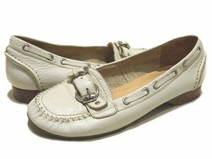 1 иена Start Kissco Ladies Loafers Обувь белая кожа ◆ Размер 38 * Приблизительно 24,0 туфли палубы kutsu обувь ▼ d 10/6d