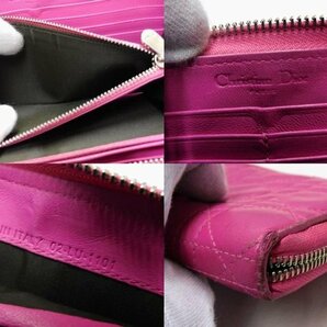 ディオール 財布 ■ 02-LU-1101 カナージュ ウォレット レザー キルティング ピンク系 レディース Christian Dior □6D エニ10の画像5