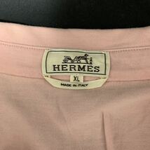 HERMES エルメス 襟付き Tシャツ ピンク サイズ XL 半袖 ポロシャツ コットン100% 胸ポケット レディース トップス 半袖シャツ _画像3