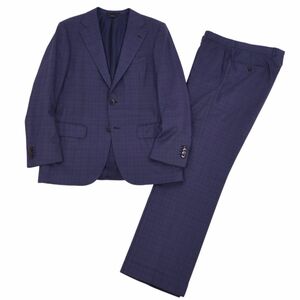 エルメネジルドゼニア Ermenegildo Zegna セットアップ シングル スーツ チェック シルク ウール メンズ 46 ネイビー cf03dn-rm11e27103