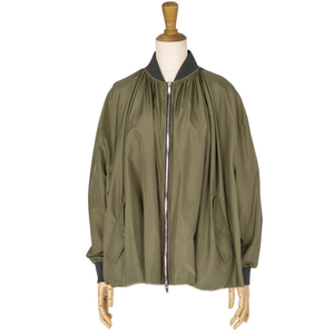  beautiful goods Valentino VALENTINO jacket blouson Zip up silk 100% outer lady's 38(M corresponding ) khaki cf02do-rm10e26850