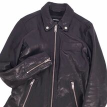 ディーゼル DIESEL SILENCE NOISE ジャケット レザージャケット シングルライダース ラムレザー アウター メンズ S 黒 cf04me-rm11f09603_画像3