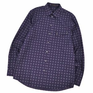  beautiful goods Louis Vuitton LOUIS VUITTON shirt long sleeve long sleeve check cotton tops men's XL purple cf04mm-rm05r06717