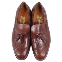 未使用 サルヴァトーレ フェラガモ Salvatore Ferragamo タッセルローファー ブローグ レザー シューズ メンズ 7EEE cf04on-rm04f09802_画像4