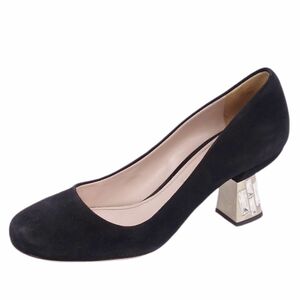  beautiful goods MiuMiu miumiu pumps heel round tu suede leather shoes lady's 35(22cm corresponding ) black cf04dt-rm05f09895