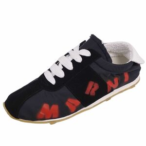 新古品 マルニ MARNI スニーカー フラット ローカット レースアップ レザー イタリア製 シューズ メンズ 39 ブラック cf04dm-rm08r06790