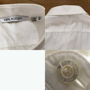 ★NEIL BARRETT/ニールバレット メンズホワイトシャツ 長袖 白:デザインプリントの画像5