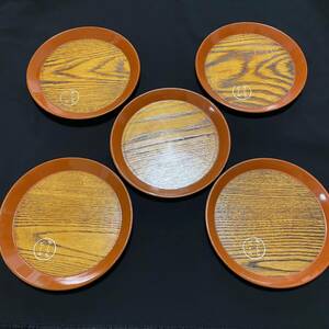 ◆戦前 サクラビール 木盆 5枚 ノベルティ 木皿 販促品