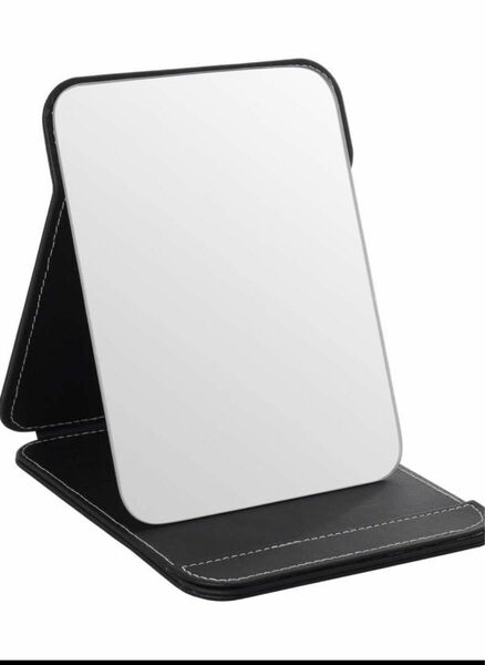 化粧鏡ブラックLサイズ卓上 高反射 ミラー折立鏡 折りたたみ式大きな鏡 角度調整収納便利