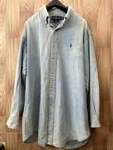 【 1円スタート！中古品 】Ralph Lauren ラルフローレン デニムシャツ 長袖シャツ Polo ポロ インディゴ LL_画像1