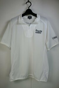 ♪美品★PEARLY GATES/パーリーゲイツ(5）★白ハーフジップハイネックメッシュ半袖ゴルフウエア