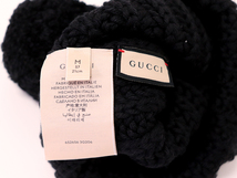 【1円スタート】GUCCI グッチ ニット帽 レディース ニットハット ビーニー ロゴラベル ウール ポンポン 帽子_画像3